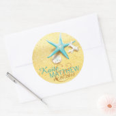 Seashell Beach Bestemming Trouwlabel Ronde Sticker (Envelop)