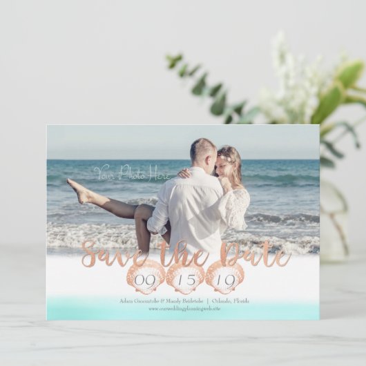 Seashell Beach Bewaar de datum Save The Date (Staand voorkant)
