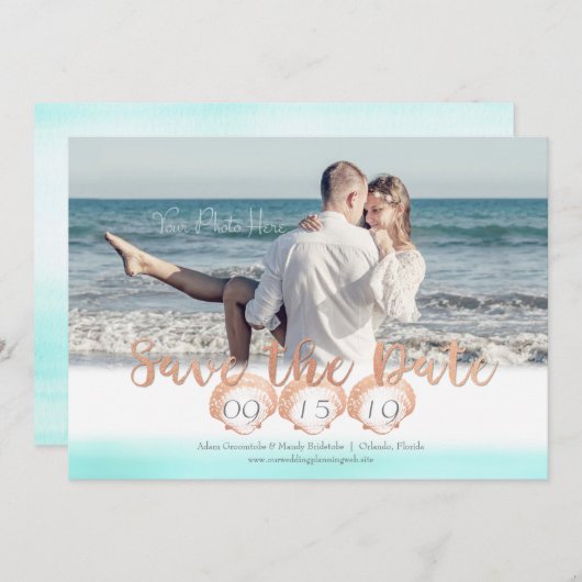 Seashell Beach Bewaar de datum Save The Date (Voorkant / Achterkant)