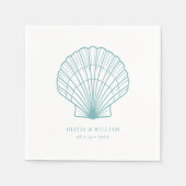 Seashell Beach Blauwgroen Blue Coastal Wedding Servet (Voorkant)