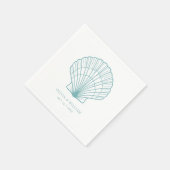 Seashell Beach Blauwgroen Blue Coastal Wedding Servet (Hoek)