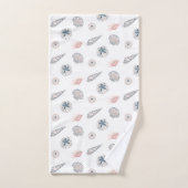 Seashell Beach Blue en PInk Pattern Bad Handdoek (Handdoek)