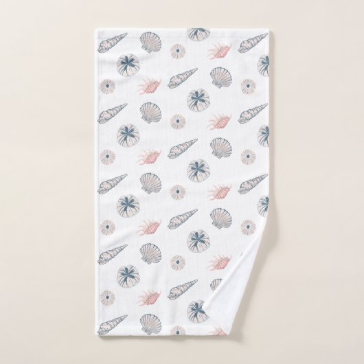Seashell Beach Blue en PInk Pattern Bad Handdoek (Handdoek)