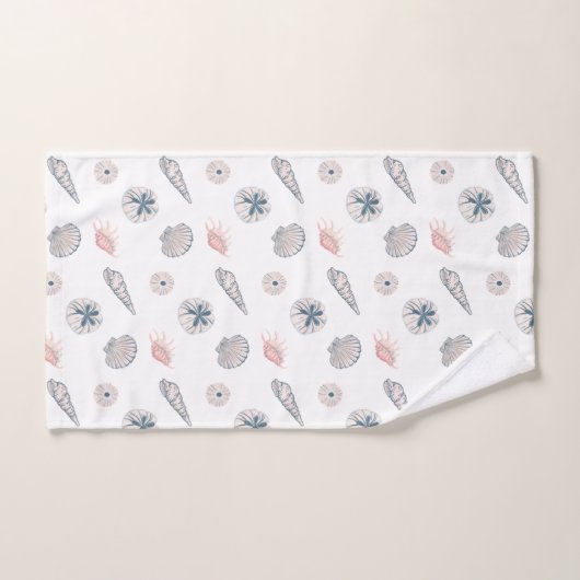 Seashell Beach Blue en PInk Pattern Bad Handdoek (Handdoek)