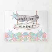 Seashell Beach bruiloft drievoudige uitnodiging (Cover)