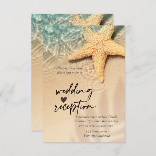 Seashell Beach bruiloft receptie Kaart (Voorkant / Achterkant)