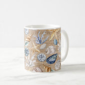 Seashell Beach Burlap Koffie Thee Koffiemok (Voorkant rechts)