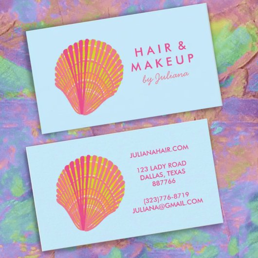 Seashell Beach Chic Elegant Roze Blauw Visitekaartje