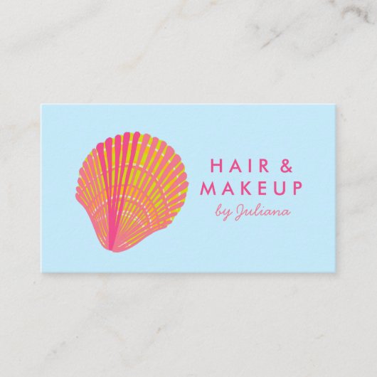 Seashell Beach Chic Elegant Roze Blauw Visitekaartje (Voorkant)