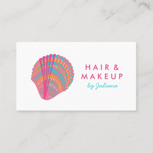 Seashell Beach Chic Elegant Roze & BLue Visitekaartje (Voorkant)