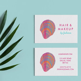 Seashell Beach Chic Elegant Roze & BLue Visitekaartje