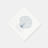 Seashell Beach Dusty Blue Coastal Wedding Servet (Hoek)