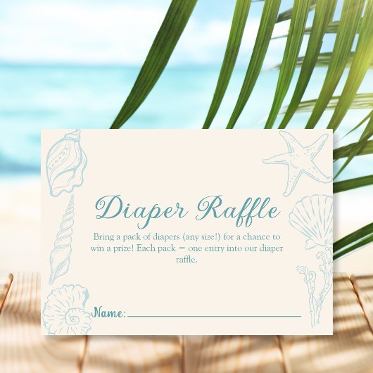 Seashell Beach Luier Raffle Baby shower Informatiekaartje