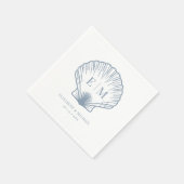Seashell Beach Monogram Dusty Blue Wedding Servet (Hoek)