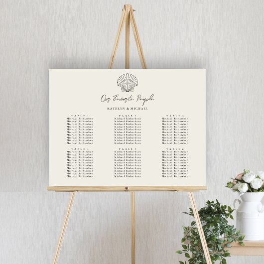 Seashell Beach Ocean Wedding 6 Tafelzitgrafiek Poster