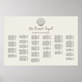 Seashell Beach Ocean Wedding Alfabetische zitplaat Poster (Voorkant)
