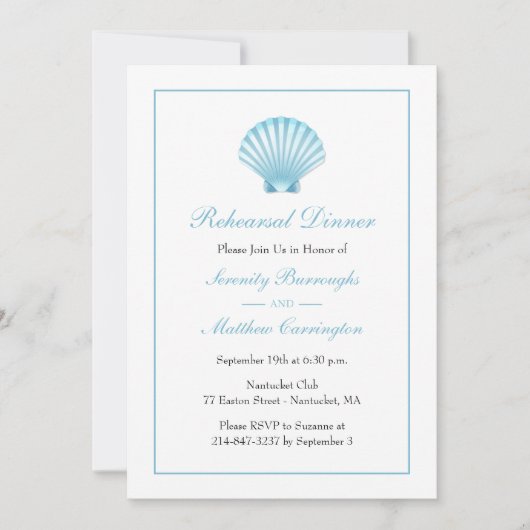 Seashell Beach repetitie diner bruiloft uitnodigin Kaart (Voorkant)