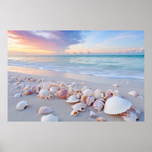 Seashell Beach rustige vreedzame Natuur Poster (Voorkant)