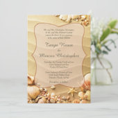 Seashell Beach Sand 5x7 bruiloft uitnodiging (Staand voorkant)