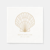 Seashell Beach Sand Beige bruiloft Servet (Voorkant)