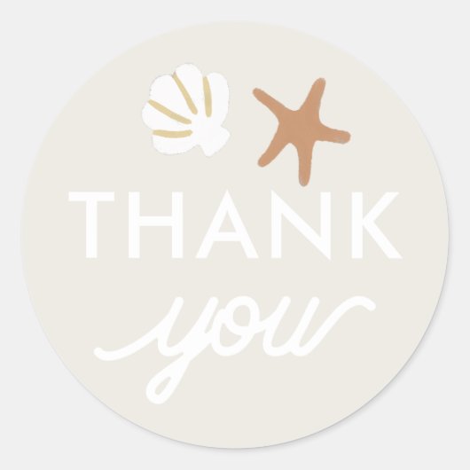 Seashell Beach Starfish Gift Bedankt Favor Ronde Sticker (Voorkant)