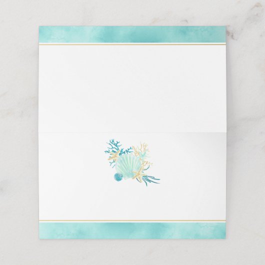 Seashell Beach Thleding Wedding Folded Place Card Plaatskaartje (Buitenkant ongevouwen)