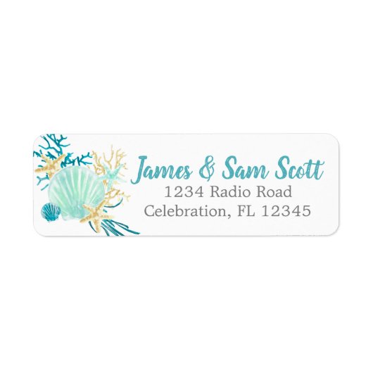 Seashell Beach Thlem Return-adres Etiket (Voorkant)