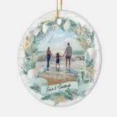 Seashell Beach Tropische krans met foto Keramisch Ornament (Links)