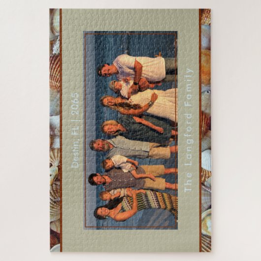 Seashell Beach Vakantie Familie Foto Legpuzzel (Verticaal)