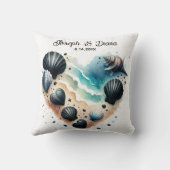 Seashell Beach Valentine Anniversary Names Kussen (Achterkant)