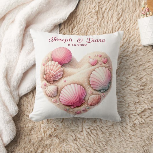Seashell Beach Valentine Anniversary Names Kussen (Deken)