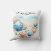 Seashell Beach Valentine Anniversary Names Kussen (Achterkant)