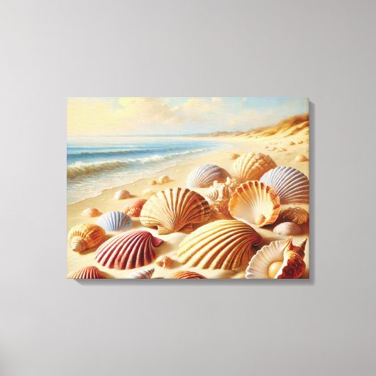 Seashell Beach Wall Art Canvas Afdruk (Voorkant)