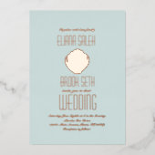 Seashell Beach Weddenschap Gedrukte Folie Uitnodig Folie Uitnodiging (Voorkant)