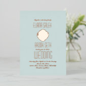 Seashell Beach Weddenschap Gedrukte Folie Uitnodig Uitnodiging (Staand Voorkant)