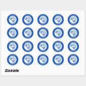 Seashell Beach Wedding Blauw Wit CUSTOM Ronde Sticker (Vel)