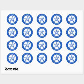 Seashell Beach Wedding Blauw Wit CUSTOM Ronde Sticker (Vel)