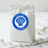 Seashell Beach Wedding Blauw Wit CUSTOM Ronde Sticker