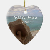 Seashell Beach Wedding | Eerste Kerstdag Keramisch Ornament (Rechts)