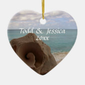Seashell Beach Wedding | Eerste Kerstdag Keramisch Ornament (Voorkant)