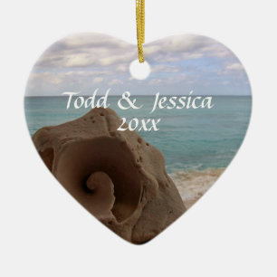 Seashell Beach Wedding   Eerste Kerstdag Keramisch Ornament