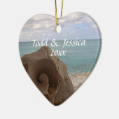 Seashell Beach Wedding | Eerste Kerstdag Keramisch Ornament (Links)