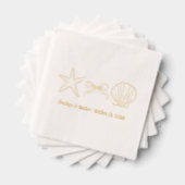 Seashell Beach Wedding Gold Folie Trouwservetten Folie Servetten (Insitu (Gestapeld))