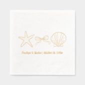 Seashell Beach Wedding Gold Folie Trouwservetten Folie Servetten (Voorkant)