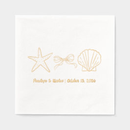 Seashell Beach Wedding Gold Folie Trouwservetten Folie Servetten