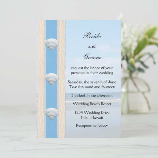 Seashell Beach Wedding Kaart (Staand voorkant)