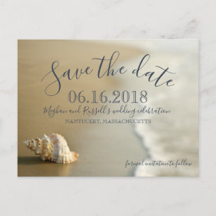 Seashell Beach Wedding Save the Date Briefkaart