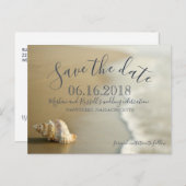 Seashell Beach Wedding Save the Date Briefkaart (Voorkant / Achterkant)