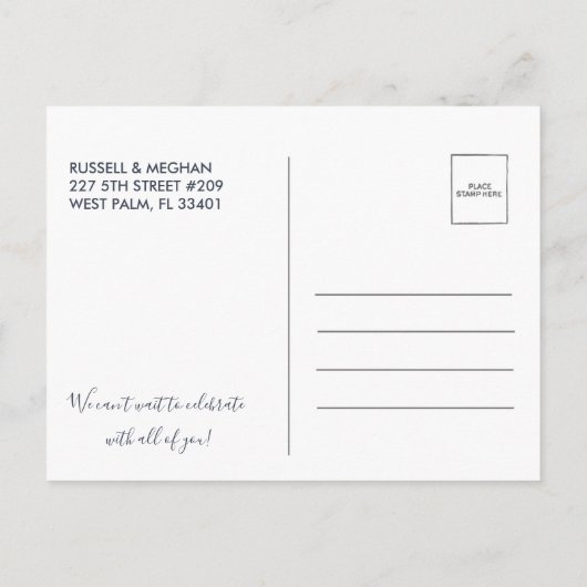 Seashell Beach Wedding Save the Date Briefkaart (Achterkant)