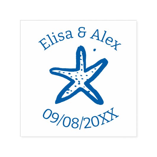 Seashell Beach Wedding Schattige Seastar CUSTOM Zelfinktende Stempel (Design)